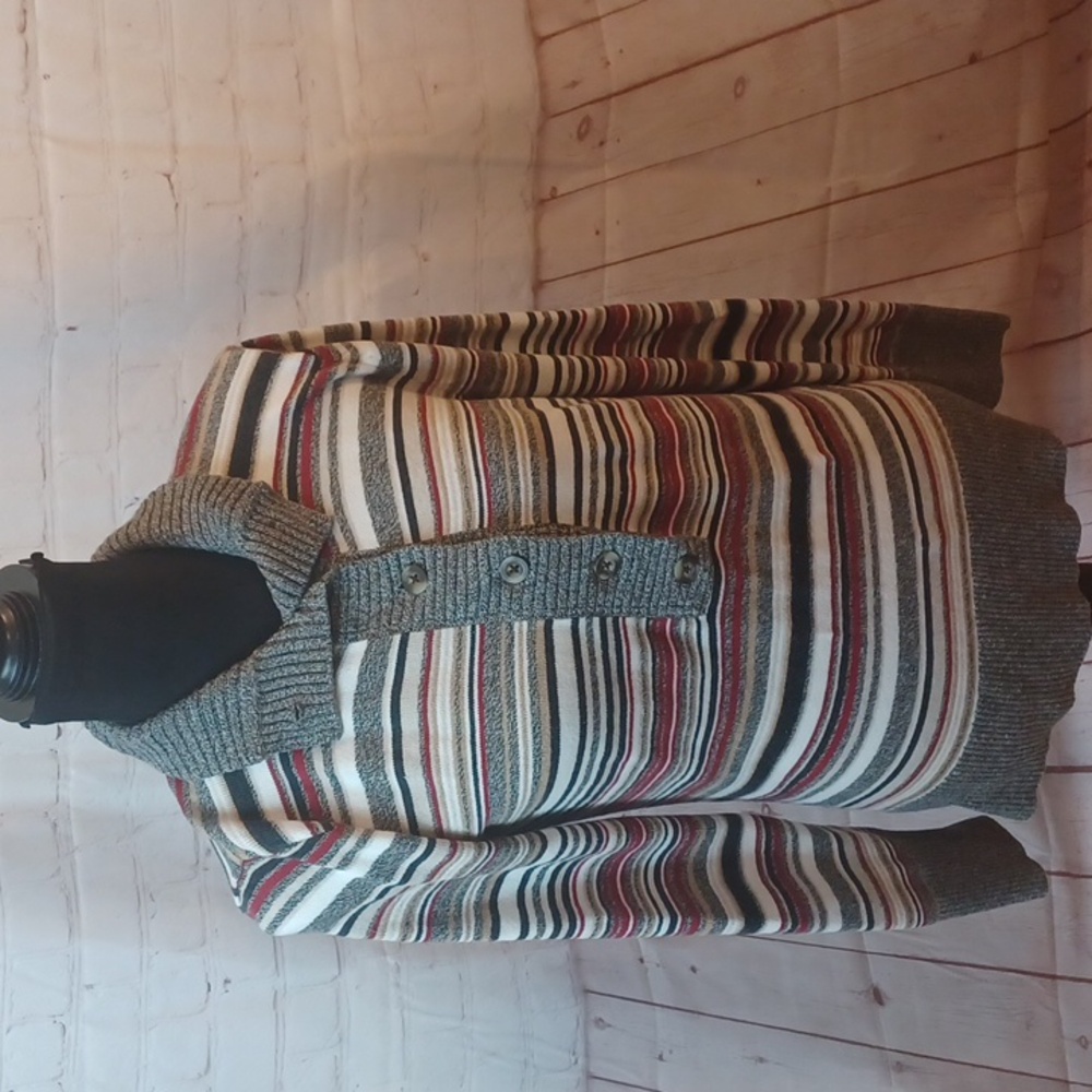 EddieBauer Womans Y2K Striped Women's Cozy Sweater with Button-Up  Collar M